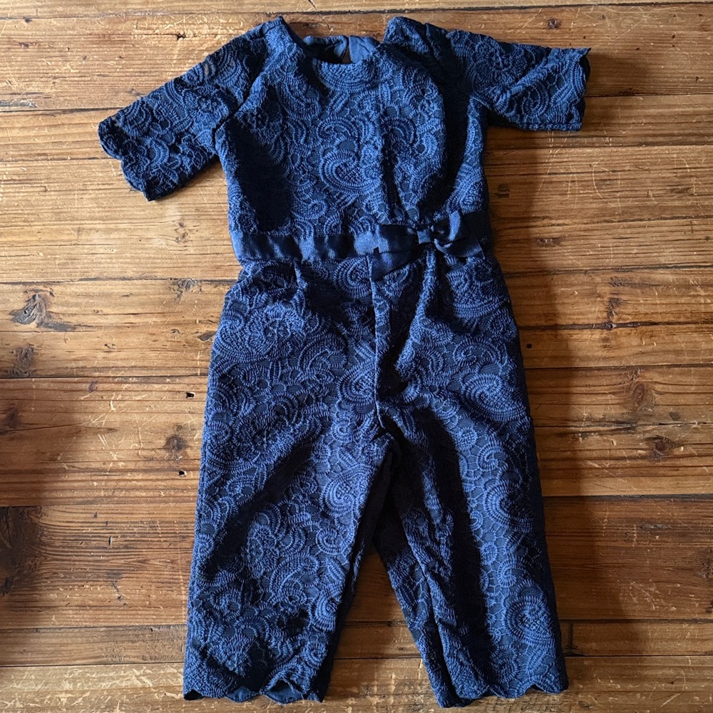 Janie and Jack Navy Lace Jumpsuit